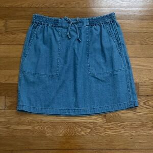 J. Crew Blue Chambray Denim Cotton Elastic Mini Skirt Small